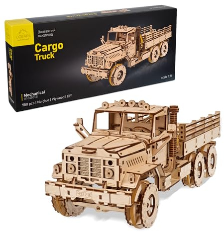 UGEARS Cargo Truck - Puzzle in legno 3D per adulti - Hobby per uomini da costruire - Kit di modellismo per auto per adolescenti - Rompecabezas 3D per adulti