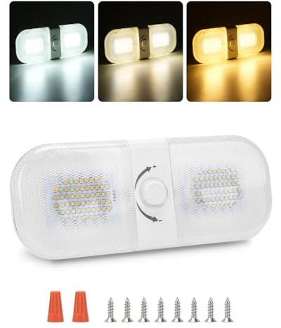 SUPAREE Wohnmobil LED Innenbeleuchtung 12V LED Deckenleuchte 12V Wohnmobil 12V LED Deckenlampe Wohnmobil Dimmbar 3 Farben 2700K-6500K mit Knopfschalter für Camper Van Caravan Boat Yacht (1 Stücke)