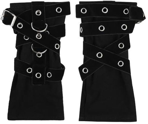 SIQITECHUK Punk Gothic Long Arm Fingerless Gloves Buckles Rock Wristband Halloween Cosplay Party Gloves for Women Men