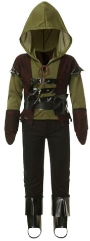 Lito Angels Vestito Travestimento Costume da Eroe Arciere della foresta con Guanti e Copri Stivali per Bambino Taglia 10-11 anni, Verde