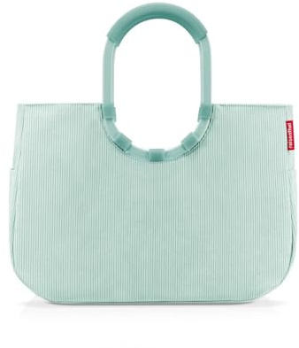 reisenthel loopshopper L frame cord mint – Stabile Tasche mit praktischen Fächern aus recycelten PET-Flaschen – Charmantes und wasserabweisendes Design
