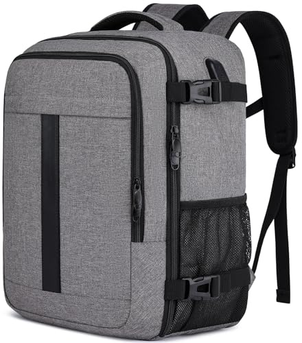 Zaino 40x30x20 per Ryanair Bagaglio a Mano per Wizzair Eurowings Zaino da Viaggio Aereo 24L Borsa da Cabina per Voli,14 Pollici Zaino Porta PC con Caricatore USB Zaino da Viaggio per Donna Uomo,Grigio