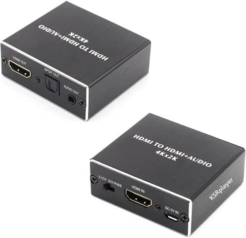 ksrplayer estéreo de 3,5 mm Extractor de Audio HDMI a HDMI con SPDIF óptico Toslink Audio Converter adaptador apoyo Ultra HD | 4 K x 2 K para PS3/4 Xbox Pc/ordenador portátil HDTV