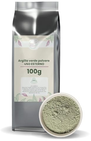 PATRIZIO BRESEGHELLO - Argilla Verde Ventilata per Uso Esterno 100 g - Argilla Verde in Polvere - Polvere per Maschera Viso Esfoliante e Depurativa