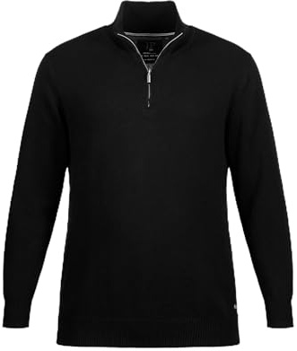 JP 1880 Men's Big & Tall Zip Neck Troyer Sweater Black Large 716842 10-L