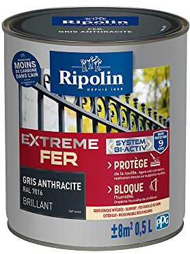 Ripolin 396016 - Pintura para hierro exterior brillante, color gris antracita 0,5 L