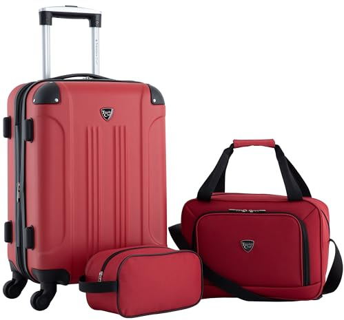 Travelers Club Chicago Hardside Expandable Spinner Luggages, Red, 3 Piece Set, Chicago Hardside Expandable Spinner Luggages