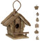 Relaxdays Deko Vogelhaus zum Aufhängen, unbehandeltes Holz, Balkon, Garten, Nistkasten HBT: 28,5 x 20,5 x 17,5 cm, Natur, B