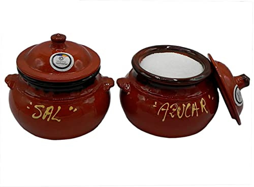 Ceramica RAMBLEA | Saltströare och sockerströare av röd keramik | saltkar kök | 100 % handdekorerad