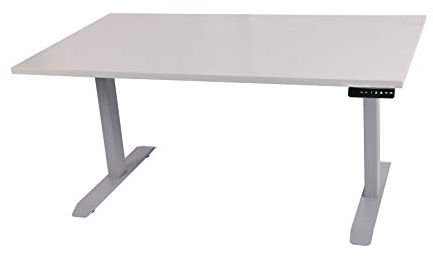 Szagato Schreibtisch stufenlos elektrisch höhenverstellbar BxTxH: 140x80x(64,5-129,5) cm lichtgrau, mit Memory-Funktion inkl. Tischplatte Stärke 2,5 cm (Stischgestell, Steh-Sitz Tisch)