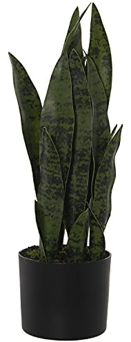 Set de 2 Plantas Artificiales Dracena (Sansevieria) de Polietileno y Tela en Verde 50cm