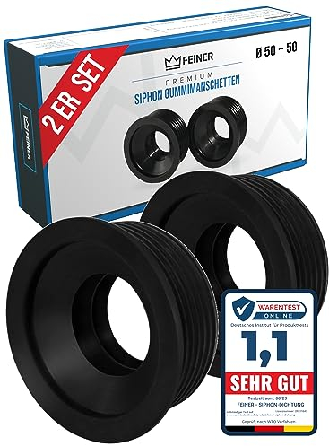 FEINER® Lot de 2 manchons en caoutchouc 50 32 - Diamètre extérieur : 50 mm - Diamètre intérieur : 28-32 mm - Manchons en caoutchouc - Raccordement aux tuyaux de vidange DN 50 HT et aux coudes de