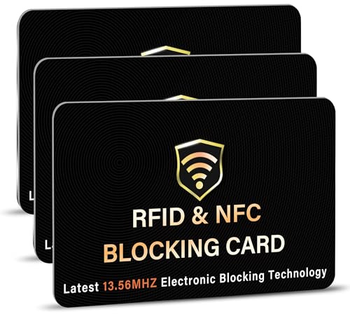 SAITECH IT RFID Blocking Cards 3 Pack Premium Contactless NFC Debit Credit Card Passport Protector Blocker Set for Men & Women, Smart Slim Design Perfectly fits in Wallet/Purse (Black)