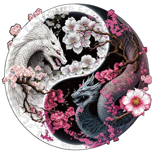 Holzpuzzle Erwachsene, Drache Holzpuzzles 200 Teile, Einzigartiges Tierform Holz Puzzle, Kreatives Weihnachten Geschenke für Erwachsene Diamant-Malset