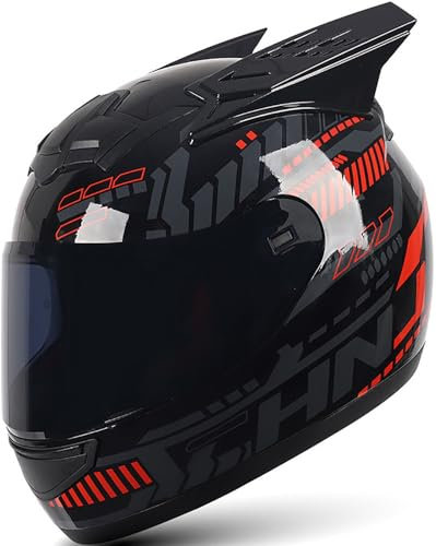 Casco integrale da motociclista con 2 angoli, omologato DOT, Casco Integrale da Equitazione Alla moda Casco Street Bike per Uomini e Donne Adulti I,S=50-53CM