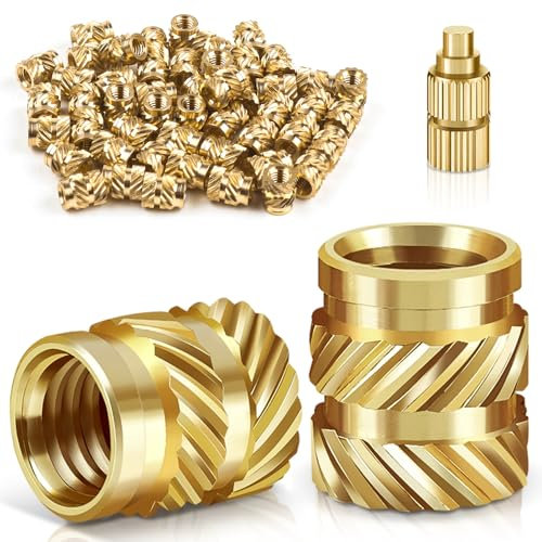 50 Stk Gewindeeinsatz M3, Bolatus Einschmelzmuttern Messing mit Lötkolben Einschmelzhilfe, Gerändelt Einschmelzgewinde für Kunststoffteile, Gewindeeinsätze für 3D-Drucker Teile