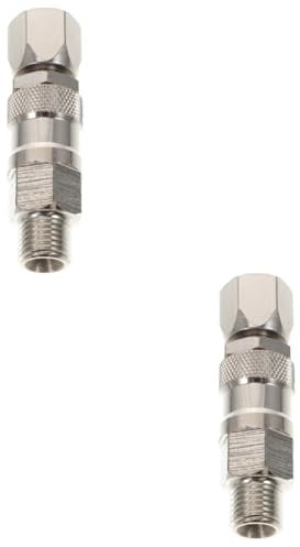 VILLCASE 2 Piezas Articulación del aerógrafo rociador de manchas boquilla de manguera automotor repuestos para rociadores de pintura junta giratoria de manguera Acero inoxidable Plata