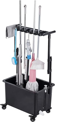 Support de balai Support de balai à franges, fournitures de nettoyage pour le ménage, seau à franges, organisateur d'outils de jardin, chariot de nettoyage sur roues, armoire de rangement pour placard