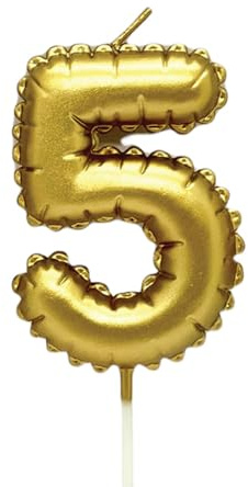 Kardasis Bougies d’anniversaire chiffres 0–9, 8 cm or en forme de ballon | Bougies décoratives pour gâteaux d’anniversaire, enfants & adultes | Décoration élégante pour fête, anniversaire ou jubilé