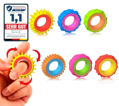 INNOMING Fidget Anillo Juguetes para niños Adultos, 6 Piezas Sensorik Autismo para Juguetes, Dedo-Spinner Anillos Anti estrés Autismo Juguetes TDAH, Alivio del estrés
