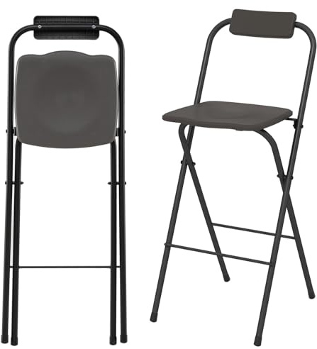 TANGZON Outdoor Bar Stools Set of 2, Folding Bar Chairs with Backrest, Contoured Seat & Footrest, Counter Garden Dining Chairs for Patio Poolside Backyard Balcony Lawn