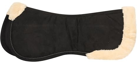 Imperial Riding IRH Suede Fur Tapis de Selle Absorbant Les Chocs avec Bordure en Fourrure synthétique Noir