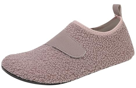 Tofflor dam varmt fodrade lammskinn, inomhusskor, träningsskor, lätta, halkfria, sportskor, slip-skor, unisex, fritidsskor, tygskor, bekväma sneakers, promenadskor, gymskor, kaki, 45 EU