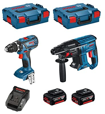 Bosch - Set da 18 V, trapano avvitatore a batteria GSR 18V-28 + martello perforatore GBH 18V-21 + 2 x GBA 4.0Ah + GAL 18V-40 + L-BOXX
