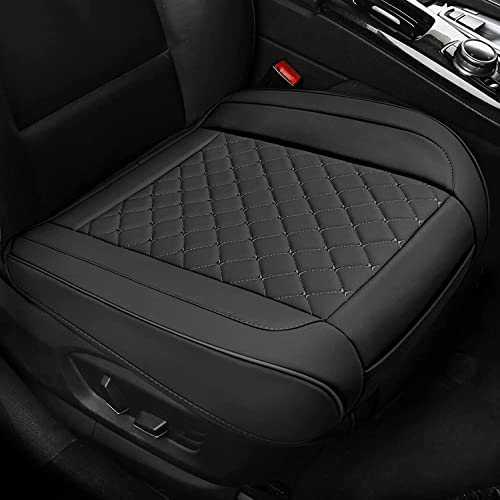 SanQing 2PCS Luxury PU Leather Car Seat Covers Protectors Cushions for Front Seat Compatible with 90% Vehicles (Sedan SUV Truck Mini Van) (BLACK)