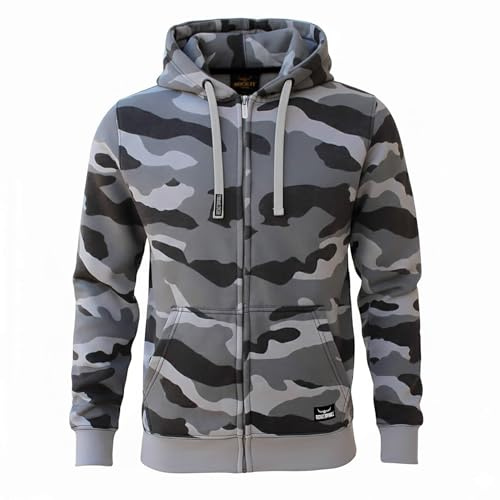 ROCK-IT Apparel I Felpa Mimetica con Cappuccio da Uomo I Giacca con Cappuccio I Hoody I Felpa con Cappuccio con Cerniera I Lavorazione di Alta qualità I Taglie S-5XL I Camo Grey M