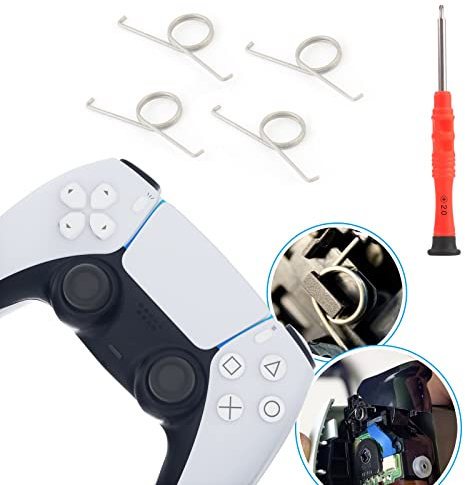 4Pcs Ressort Gachette Manette L2 R2 pour PS5 Poignée Boutons Réparation Pièce de Rechange avec Tournevis