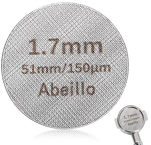 Abeillo Schermo per caffè espresso da 51 mm, spessore 1,7 mm, 150 μm, filtro per caffè riutilizzabile, in rete inferiore, per filtro del portafiltro espresso, in acciaio inossidabile 316 (51 mm)