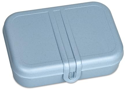 Koziol PASCAL S & L Lunchbox | Brotdose mit Clipverschluss & herausnehmbarem Trennsteg | biozirkulärer Kunststoff, bruchfest, spülmaschinengeeignet | Kindergarten Schule Büro (nature flower blue, L)