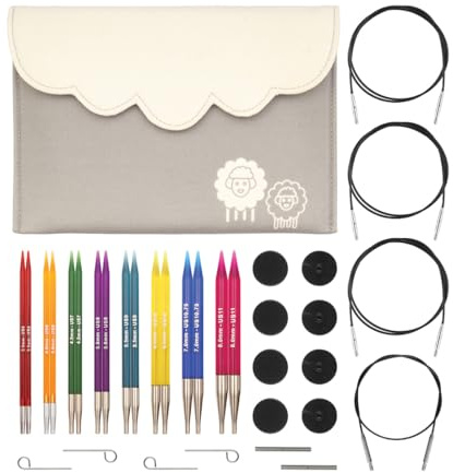 KnitPro - Ensemble de luxe de pointes d'aiguilles à tricoter circulaires interchangeables, Trendz, 3,50-8,00 mm, gris, 26-50620