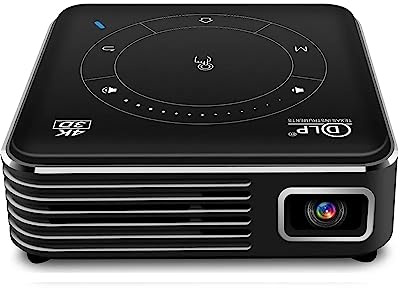 SZKJ miniprojektor, 2000 lumen LED bärbar projektor, stöder HD 1080P 4K, WiFi och Bluetooth, 2 GB RAM, 16 GB ROM, grå