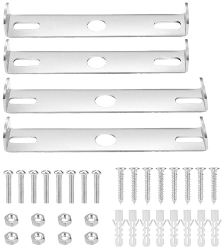 4 staffe di montaggio per lampada da soffitto, barra trasversale, kit quadrato, piastra di montaggio per lampada a parete con viti per illuminazione esterna (90 mm, 100 mm), argento
