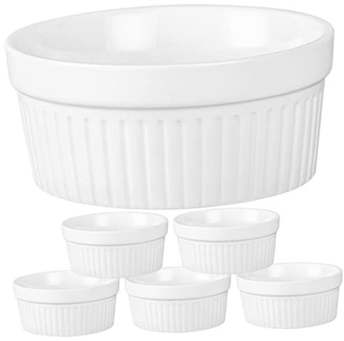 IMIKEYA 6pièces Lot Ramequins Céramique Multifonctionnels Bols Antiadhésifs Pour Desserts Et Pâtisserie Résistants Et Faciles à Nettoyer