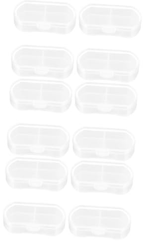 Baluue 12stücke Teiliges Tragbare Pillenbox Mit Fächern Transparente Medikamentenbox Für Unterwegs Für Senioren Und Praktische Aufbewahrung Für Pillen Und