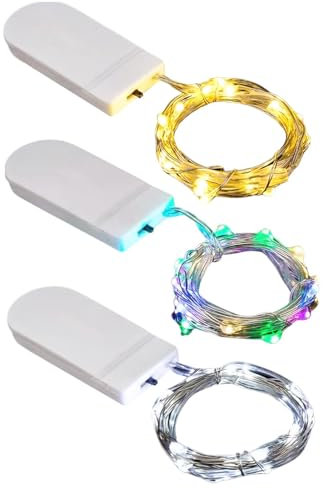 LED Battery Fairy Lights, 1M 10 LED Small Fairy Lights,3 Pack Led Fairy Lights Battery Operated, Plated Copper Wire Lights, For Indoor Outdoor Lighting, Bedroom, Wedding Decor, Tree Decoration
