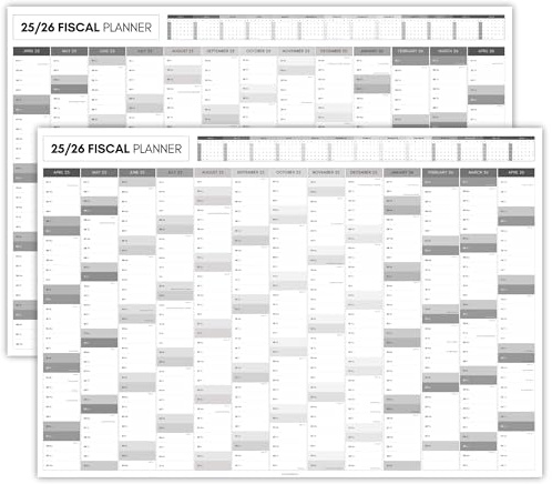 2025-2026 Väggplanerare, A2 60 cm x 42 cm | Dubbelsidigt tryck, årskalender för räkenskapsår 2025 2026, årsplanerare, helår till vy | Organisatör för kontor, universitet, skola (Mono)