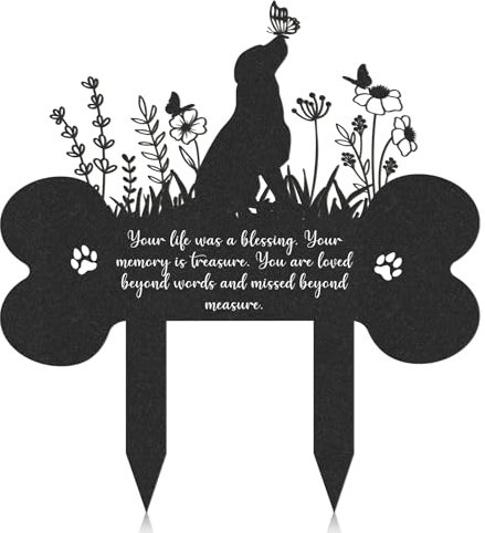 Pet Memorial Plaques Dog Stake - Black Dog Memorial Grave Garden Decorations Cemetery Waterproof Personalised Pet Memorial Gifts Decor for Garden Sympathy Garden Stake Markers Ornaments Pet Headstone