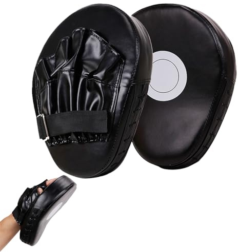 Colpitori Boxe,Boxing Mitt Pads,Pao Muay Thai Pad,Guanti da passata in PU,Cuscinetti per Kickboxing,Paracolpi Boxe,Focus Pads,Cuoio Curvo Colpitore,per kickboxing,Muay Thai,karate,taekwondo,1 paio