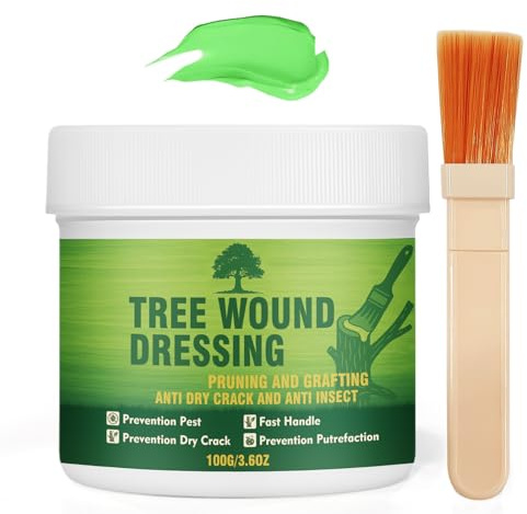 Erigathe trädvax sårstängning, 100 g sårstängning för träd med pensel – vårdpasta för fruktträd, prydnadsträd, bonsai efter träskärning
