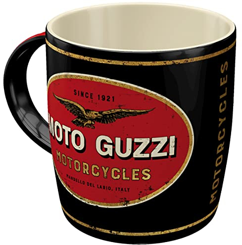Nostalgic-Art Retro Kaffeebecher, 330 ml, Moto Guzzi – Logo Motorcycles – Geschenk-Idee für Biker, Original Lizenzprodukt (OLP), Keramik-Tasse für Kaffee, Vintage Design