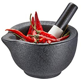 GEFU Mörser GRINO – Mörser mit Stößel aus Porzellan, edle Gussoptik, Gewürzmörser für Gewürze und Pesto, Durchmesser 10,2 cm
