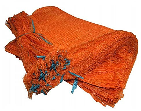 100 x Net Woven Sacks Logs Kindling Wood Log Vegetables Mesh Bags 50 cm x 35 cm / 10 Kg - Orange