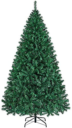 Yaheetech 219cm 1446Puntas Árbol de Navidad Artificial Grande Adornos Nevados con Soporte Metálico Rama Navideña Decoración de Navidad Familiares para Interior Exterior