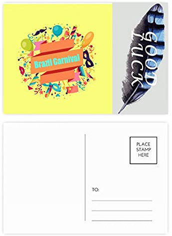 Postkarten-Set mit Geschenkband für Karnevalsbegeisterte, explodierende Glücksfeder, 20 Stück