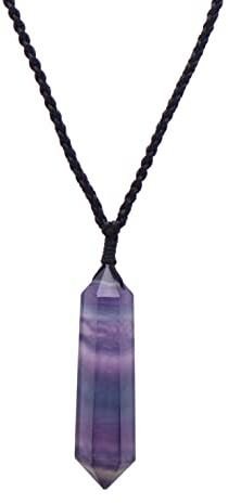 Pearl Miner 2 Inches Large Healing Crystal Necklace Rainbow Fluorite Pendant with Adjustable Cord