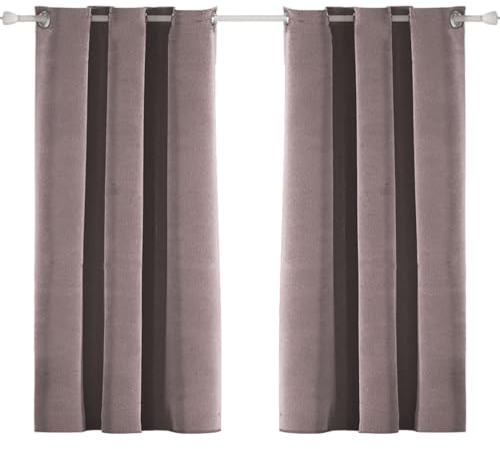 Ystyle Rideau Velours Thermiques 2 Pièce, Rideau Occultant 100%, 117×137 Rideau Thermique Isolant Anti Froid Et Chaleurs, Rideau Phonique Anti Bruit, Rideaux Moderne Chambre Salon, Rose